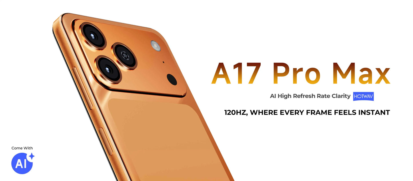 HOTWAV A17 Pro Max Smartphone 6.75'' 120Hz 4GB 256GB Mobile Phone Android 15 5160mAh Thin Cellphone with 3.5mm Headphone Jack