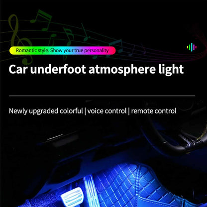 Neon Dual Control LED Car Interior Ambient Foot Light with USB Wireless Remote Music APP Control Auto Atmosphere Decorative Lamp
