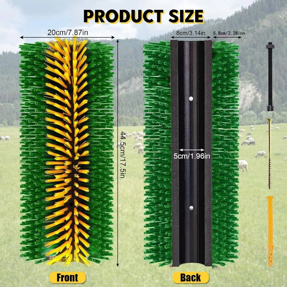 2 Livestock Cleaning Brushes 45cm Length Curved Design Nylon Bristles for Cattle  Horses Sheep
