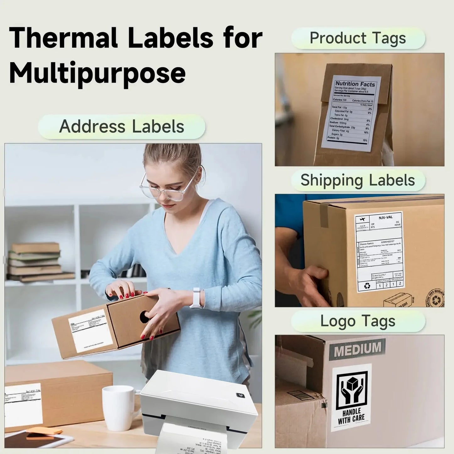4x6inch Thermal Printer Papers White Labels Sticker 100x150mm For Shipping Labels DHL UPS Express LOGO Barcode For P50/D100/D200