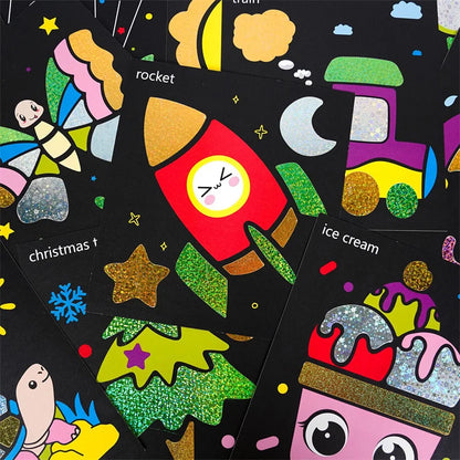 12Pcs DIY Cartoon Magic Transfer Painting Crafts for Kid Crafts Creative Drawing Educational Learning Art School Supplies