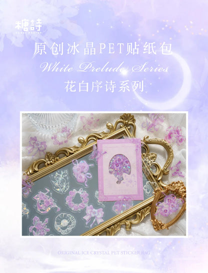 30pcs PET Transparent Stickers Plant Flowers Decorative Labels Scrapbooking Collage Material Diary Stationery Supplies