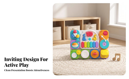 Musical Busy Board with Stand Fine Motor 7-in-1 Musical Toy Board Detachable Portable for Toddlers, Playroom, Nursery