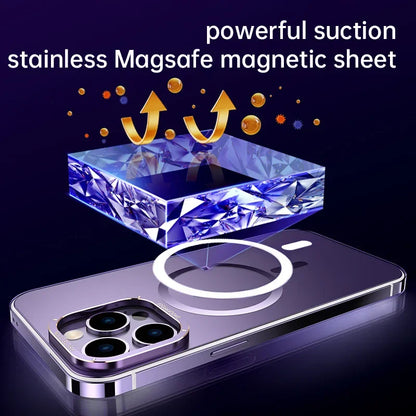 For iphone 16 15 Pro Max Case Raw Titanium Magnetic MagSafe wireless charge Metal frosting Original color protective back cover