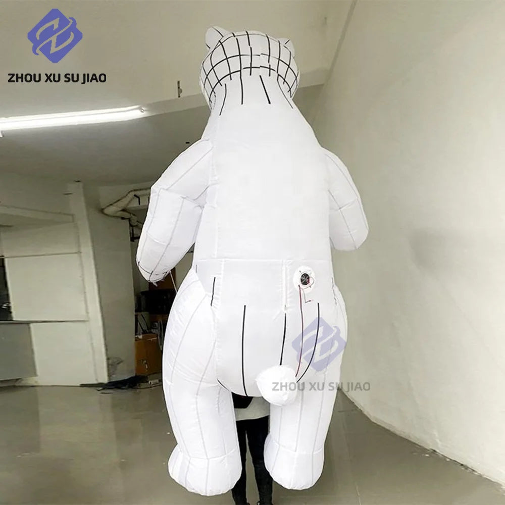 Inflatable Polar Bear Puppet with Lights Large Inflatable White Walking Animal Puppet For Festival Stage and Street Performances