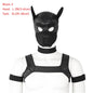 Large Size Puppy Cosplay Neoprene Fetish Hood Mask Kit with Chest Strap Collar Armband Sex Costumes for Bdsm Slave Role Play