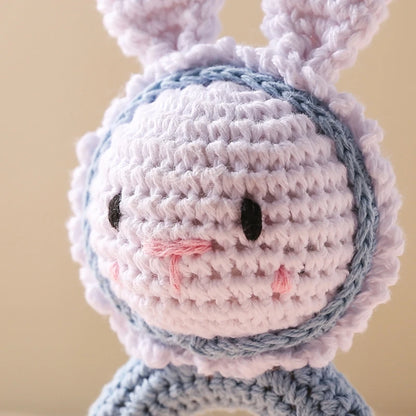 1Pc Baby Teether Wooden Crochet Rattle Toy BPA Free Baby Mobile Play Gym Wood Rodent Rabbit Rattle Newborn Educational Toy Gifts