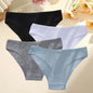 4PCS/SET Women's Cotton Panties Sexy Soft Striped Underpants 12 Solid Color Briefs Female Comfortable Stretch Lingerie M-XL
