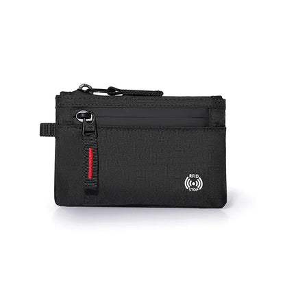 RFID Blocking Mini Travel Wallet Anti‑Scan Card Pouch with Keychain, Portable Coin Purse for Travel Daily Use