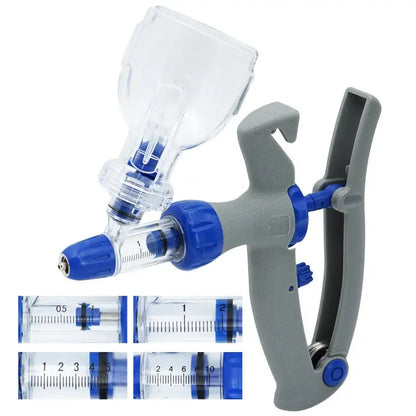 1-10Ml Automatic Veterinary Continuous Syringe / 10Pcs Needles Adjustable Animal Vaccine Injection Livestock Pig Cattle Sheep