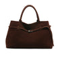 Vintage Satin-Leather Tote Bag – Casual Style with Buckle Closure, Large Capacity for Commuting & Everyday Shoulder Carry