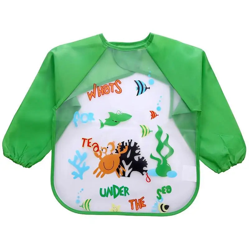 Baby Girls Apron Bibs Toddler Long Sleeve Scarf Waterproof Art Smock Feeding Bib Infant Boys Girls Kids Burp Cloth Bandana