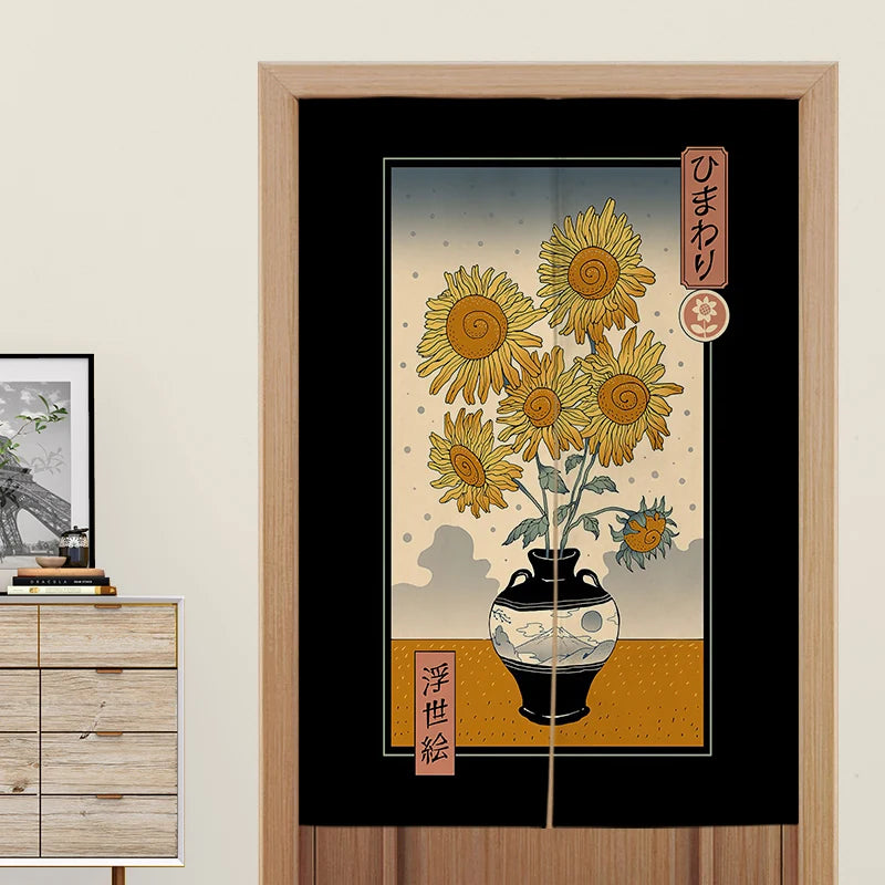 Custom Japanese Resturant Ramen Noren Curtain  Noodles Shop Kitchen Cloth Doorway Curtains Oil Smoke Proof Partition No Punching