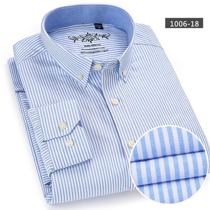 Classic Fit Cotton Full Casual Shirts for Men Solid Color Long-Sleeve Plain Shirt Single Pocket Top Soft Slim Fit Formal Clothes