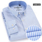 Classic Fit Cotton Full Casual Shirts for Men Solid Color Long-Sleeve Plain Shirt Single Pocket Top Soft Slim Fit Formal Clothes