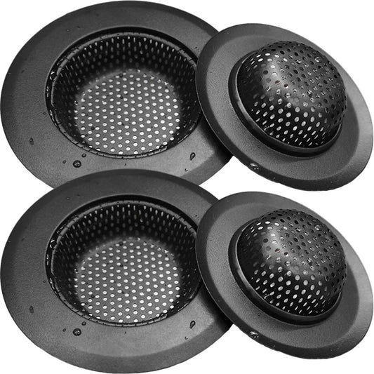 Black Stainless Steel Mesh Sink Strainers Kitchen Bathroom Sink Filters Sink Strainer Drain Hole Filter Trap Waste Screen S/M/L