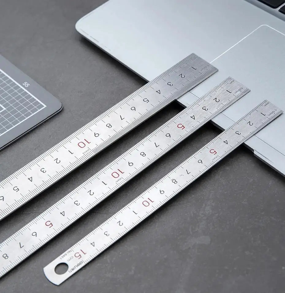 Deli Stainless Steel Ruler 15/20/30cm Metal Straight Ruler for Home School Precision Measuring Drawing Tool Supplies 1/2/5pcs