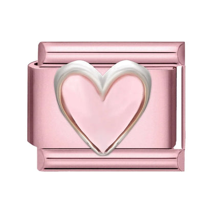 2025 New Women Romantic Pink Cherry Heart Shiny CZ Italian Charm Links Fit 9mm Bracelet Stainless Steel DIY Making Jewelry Gifts
