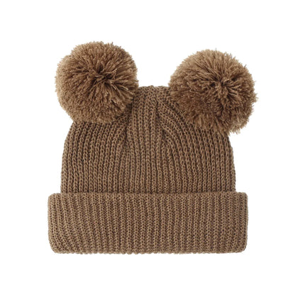 0-12M Solid Knitted Cute Pom Pom Cap Newborn Boys Girls Turban Hats Hospital Bonnets Infant Autumn Winter Headwraps Kid Headwear