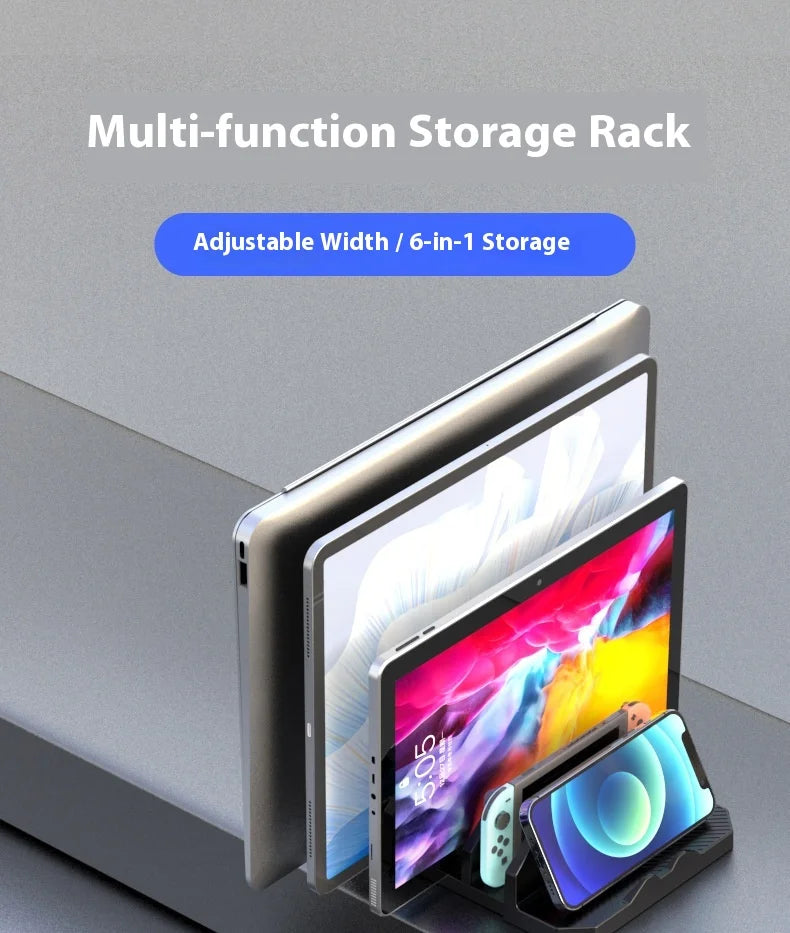 Vertical Laptop Stand Holder Adjustable Desktop Notebook Dock for Macbook iPad Phone Kindle Tablet 3In1 Storage Holder Support