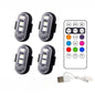 4PCS Wireless LED Strobe Lights with Remote Control, 8 Colors USB Charing Waterproof Emergency Warning Lights