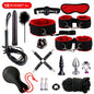 Hot Exotic Bed Bondage Set BDSM Kits Exotic Sex Toys For Women  Adults Games Leather Handcuffs Whip Gag Nipple Clamps Sex Shop