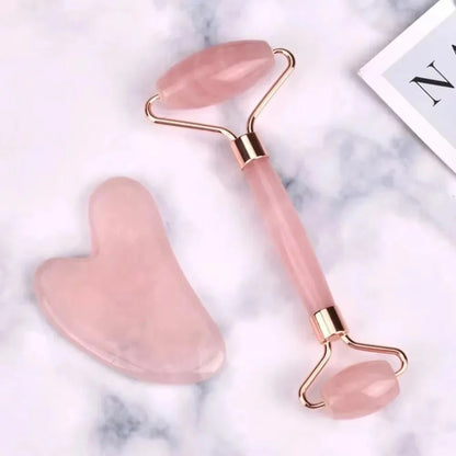 Facial Massage Roller With Gua Sha Stone Multifunctional Massager For Body Eye Acupoint Relief Anti-Aging Daily Skin Care Tools