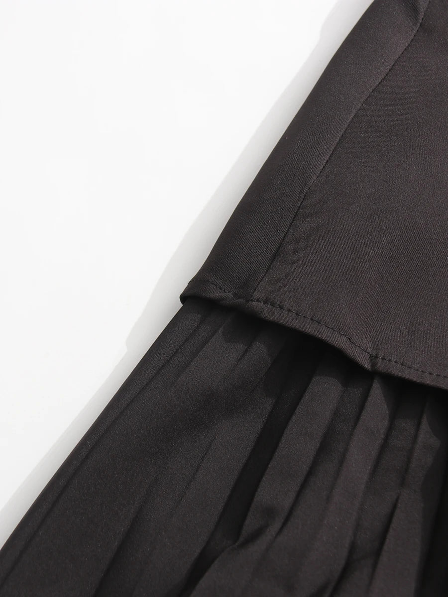 CHICEVER Elegant Spliced Asymmetrical Ruffles Skirts for Women High Waist Patchwork Appliques Pleated Long Skirt Female Spring