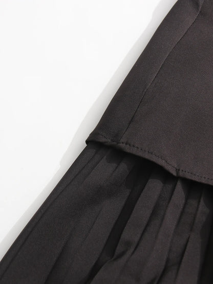 CHICEVER Elegant Spliced Asymmetrical Ruffles Skirts for Women High Waist Patchwork Appliques Pleated Long Skirt Female Spring