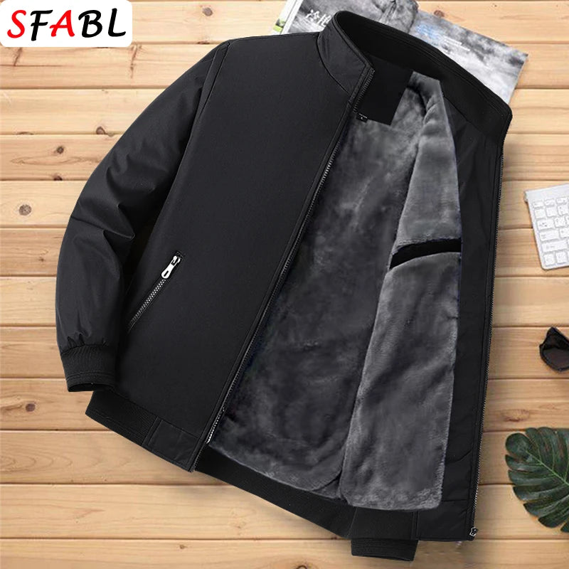 Thicken Padded Social Jackets Men's Winter Jacket Windbreak Fleece Lining Blazers for Men Business Luxury Men's Winter Coat XXXL