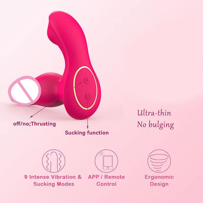 Wearable Sucking Thrusting Dildo Vibrator APP Control Clit Stimulator Penetration Vagina Panties Vibrator  Sex Toys for Female
