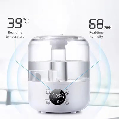 3000mL Smart Air Humidifier with Dual Mist Output: Essential Oil Aroma Diffuser for Home & Office, Equipped with Adjustable Fog