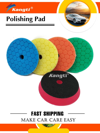Kangti 5/6 inch Car Polishing Pad Kit Set Self-Adhesive Buffing Waxing Sponge Wool Wheel Polishing Pad For Car Polisher Drill