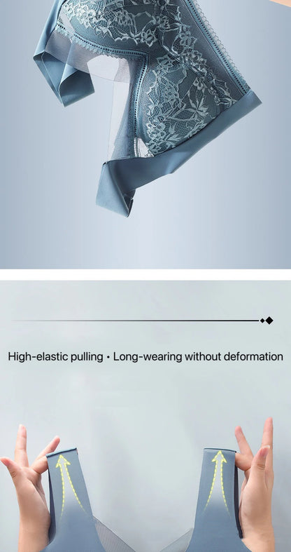 1pcs Women Lace Plus Size Bra Basic Anti Sagging Thin Vest With Padded Female Brassier Lady Ice Silk Seamless Comfort Breath Bra