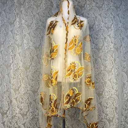 On Sale 2025 New African Net Hijab Scarf for Muslim Women African Dubai Islam Headscarf Embroidery Shawls Voile