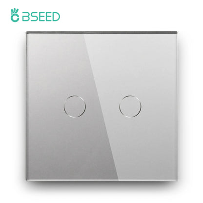 Bseed Touch Light Switch 1/2/3 Gang 1/2 Way Intermediate Stair Switch EU Power Sensor Switches Black White With Glass Panel