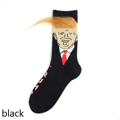 Doneld Trunp Stockings with 3D Fake Hair Crew Socks for Men Women