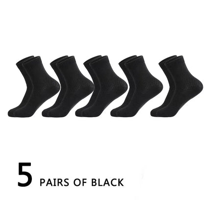 5Pairs/Lot Men's Socks High Quality Bamboo Fiber Business Breathable Deodorizing Socks Men's Casual Socks Large Size EU38-46