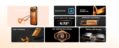Global Version DOOGEE S200 VIP Edition 5G Rugged Phone Android 16 1.32" AMOLED Rear Display 48GB 256GB  10100mAh Battery NFC