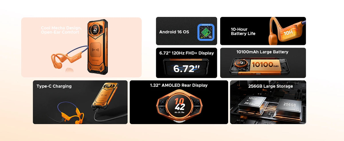Global Version DOOGEE S200 VIP Edition 5G Phone robust Android 16 screen AMOLED rear out "48 Go to battery