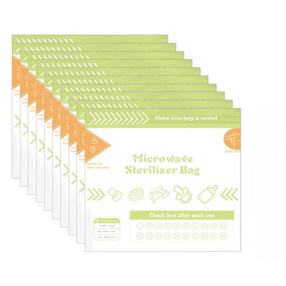10Pcs Reusable BPA Free Microwave Sterilizer Bags for Baby Bottle Breast pump accessories, Microwave Sterilizer Bag