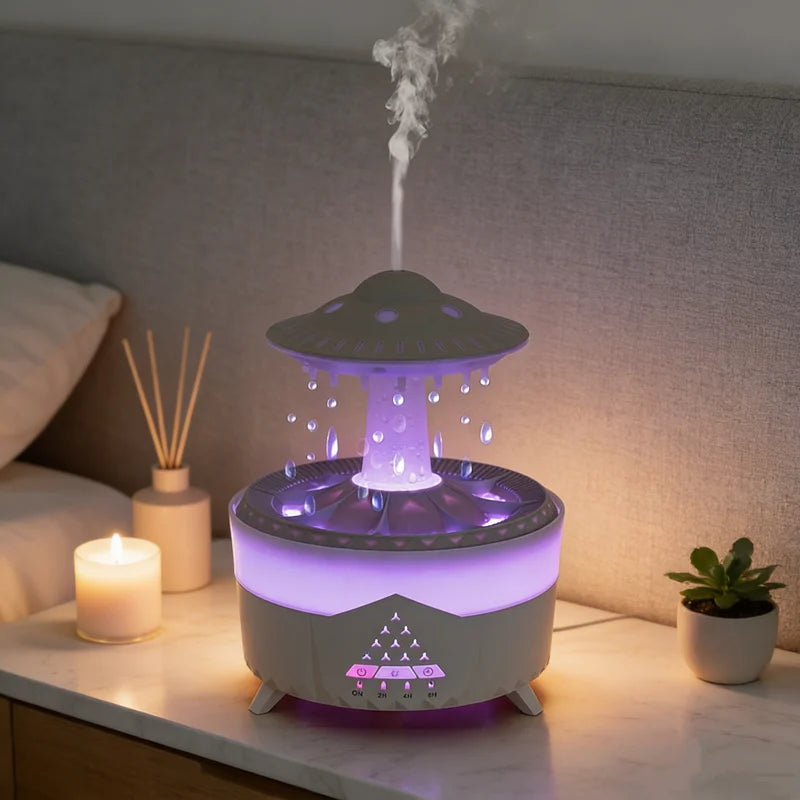 Creative UFO Aroma Diffuser Sprayer Air Humidifier with Water Mist Ring Works with Essential Oil Releases Fine Water Mists