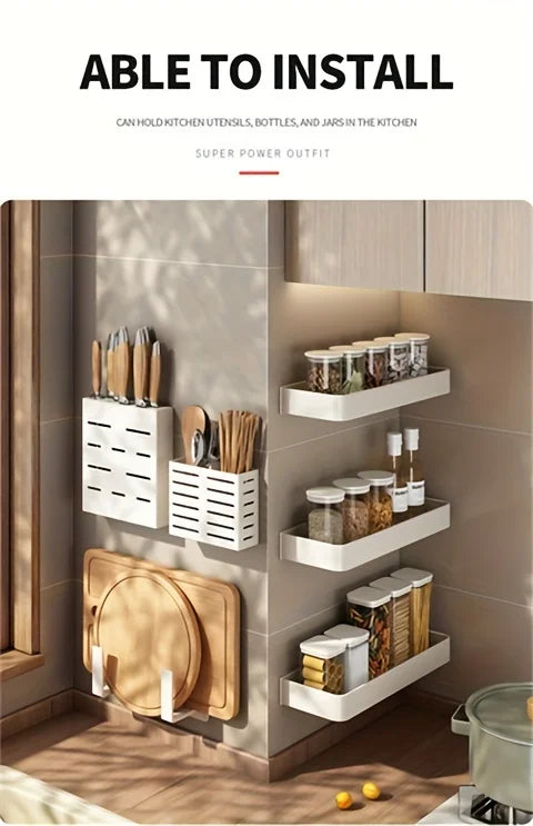 30-50Cm Kitchen Seasonings Rack Pepper Wall-Mounted Hook Cabinet Storage Spatula Tool Storage Kitchen Accessories