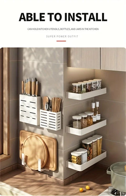 30-50Cm Kitchen Seasonings Rack Pepper Wall-Mounted Hook Cabinet Storage Spatula Tool Storage Kitchen Accessories