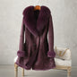 Aorice Women Real Rabbit Leather With Fur Coat Jacket Brand New Female Winter Fox Collar Trench Parka CT189