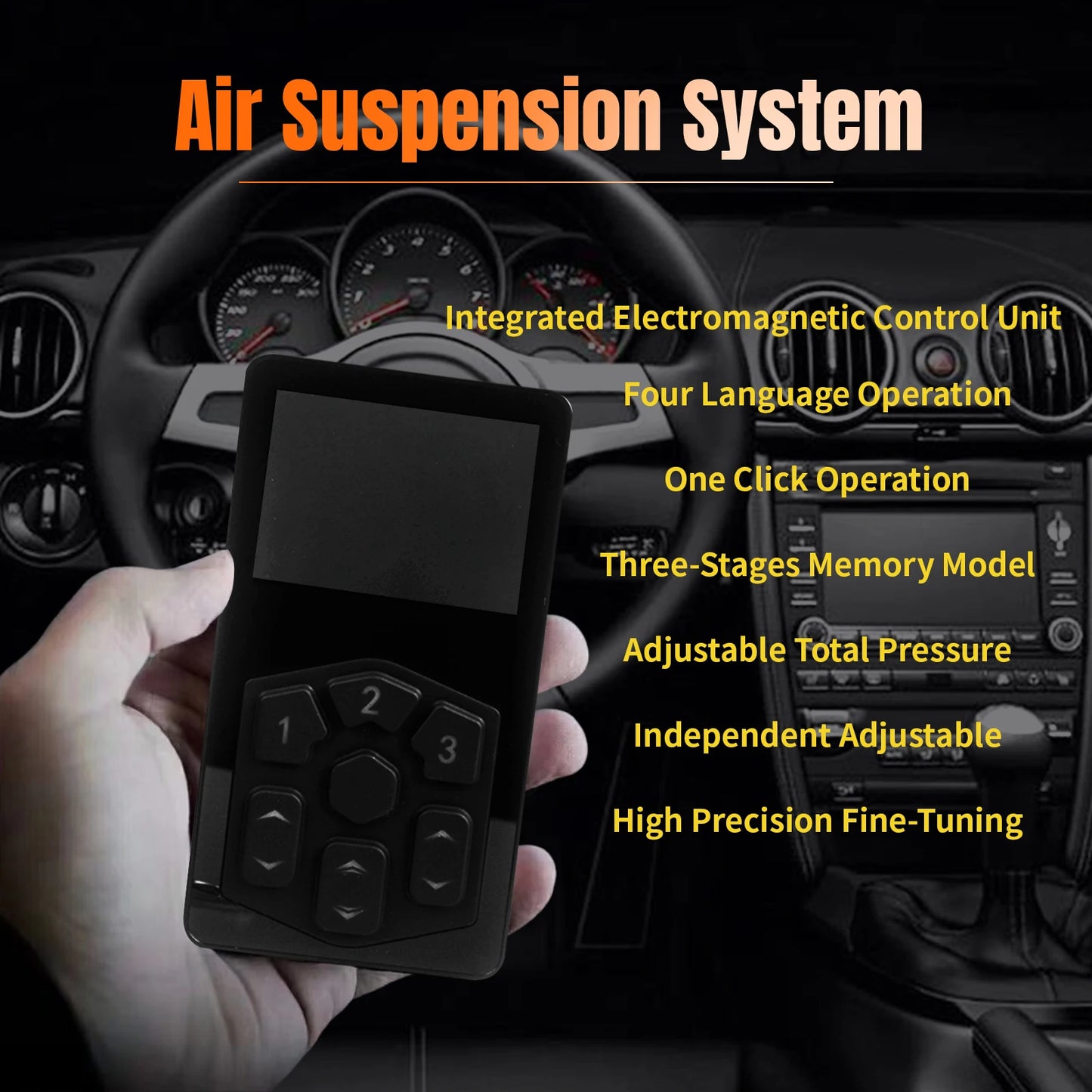 Universal 2-mode Controlled Air Suspension System 3 Preset Memory,Real-Time PSI Monitoring&Auto-Leveling for Truck/SUV/CustomCar