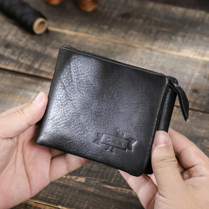 CONTACT'S Genuine Leather Short Wallets for Men Trifold Card Holder Money Clip Coin Purse Male Pocket Wallets Men's Purse Bags