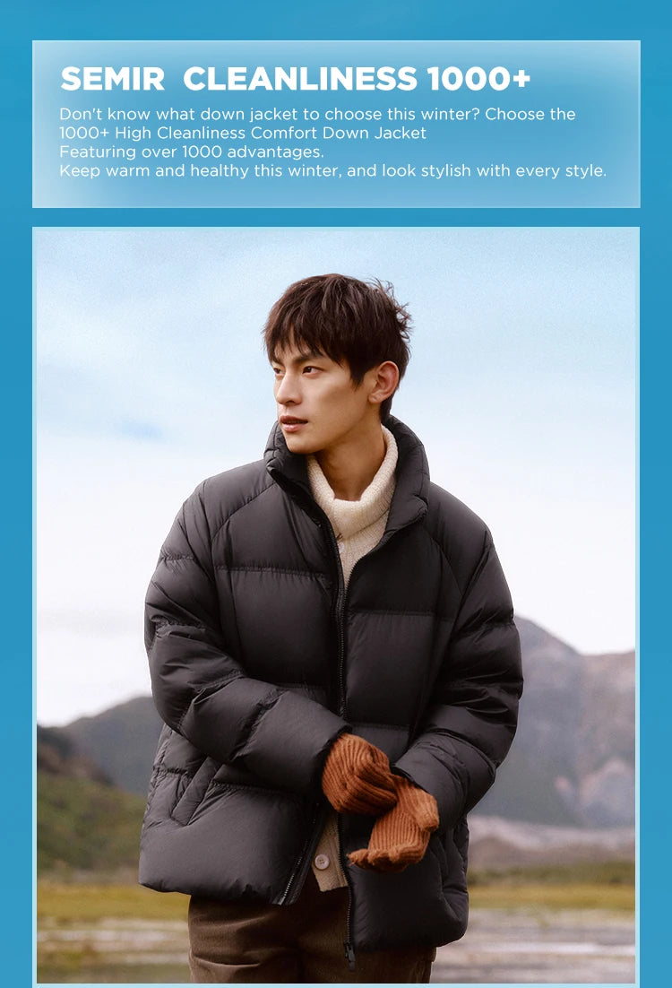 Semir Down Jacket Men Women 2026 Winter New Light Short Coat Three-Proof Thermal Puffer Coat Couple Top Trendy Down Jacket