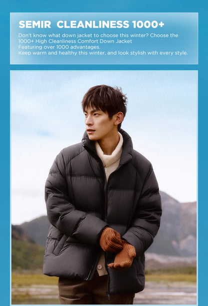 Semir Down Jacket Men Women 2026 Winter New Light Short Coat Three-Proof Thermal Puffer Coat Couple Top Trendy Down Jacket