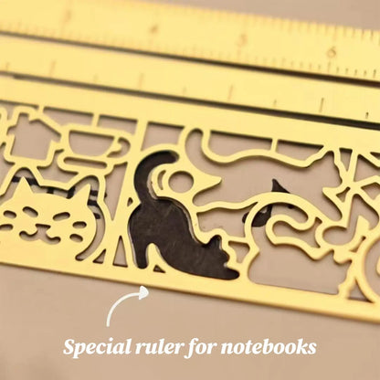 1PC Cat Ruler Hollow Metal Bookmark Ruler Multifunctional Ruler for Painting Drawing Diary Hand Account Tool Cute Gift